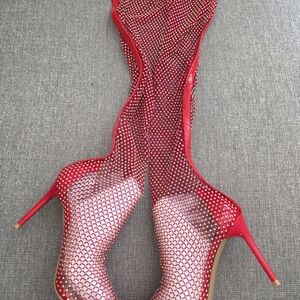 SHEIN Red Over the Knee Boots